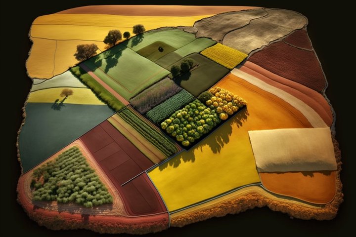 Sutvarkytų laukų nuotrauka iš viršaus