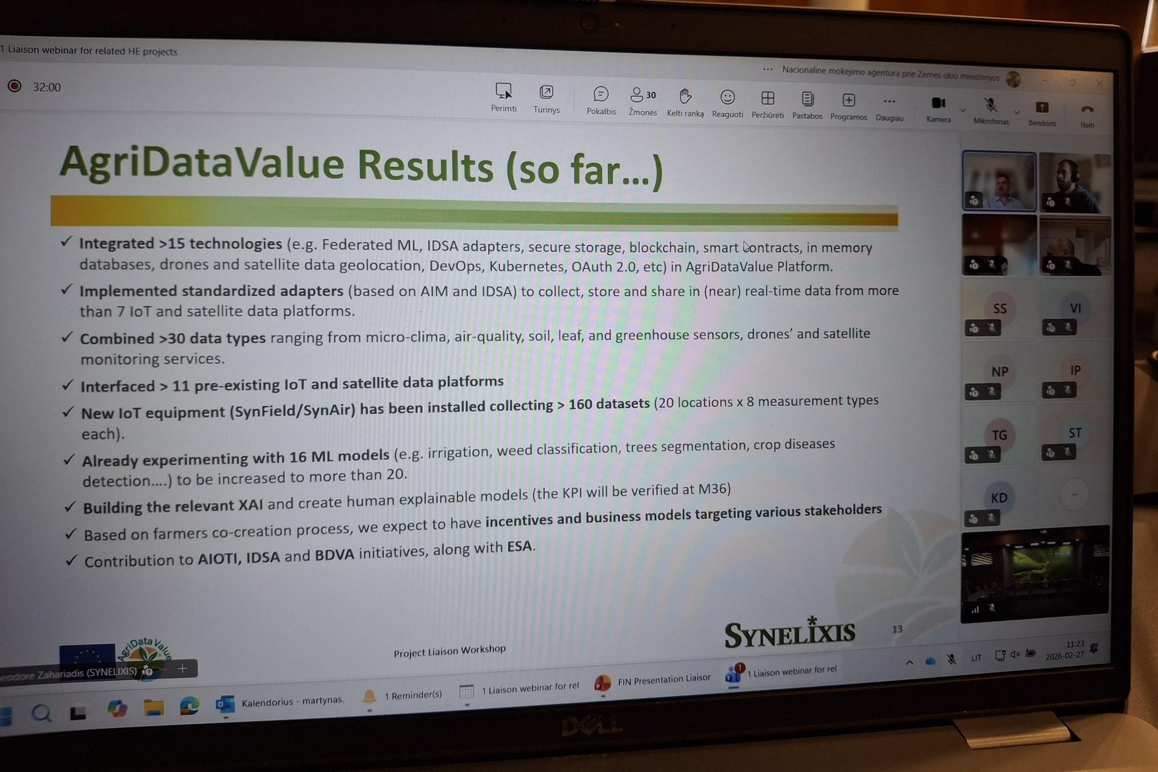 Results of project - meeting screen