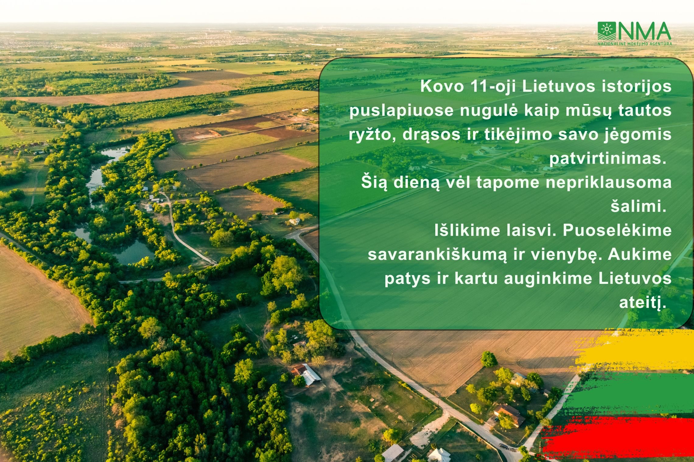 Sveikinimas žemės fone su kovo 11-ąja